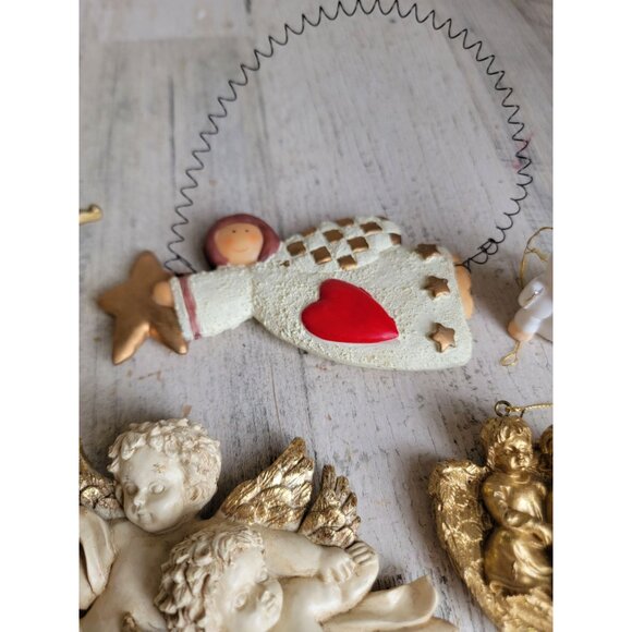 Angelic cherub ornament Xmas religious set Bunny unique - Picture 4 of 9